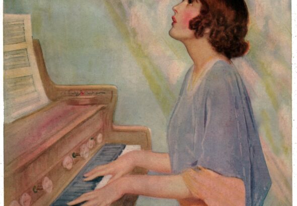 French_School_-_Woman_playing_the_organ_1924_(engraving)_-_(MeisterDrucke-1171070)