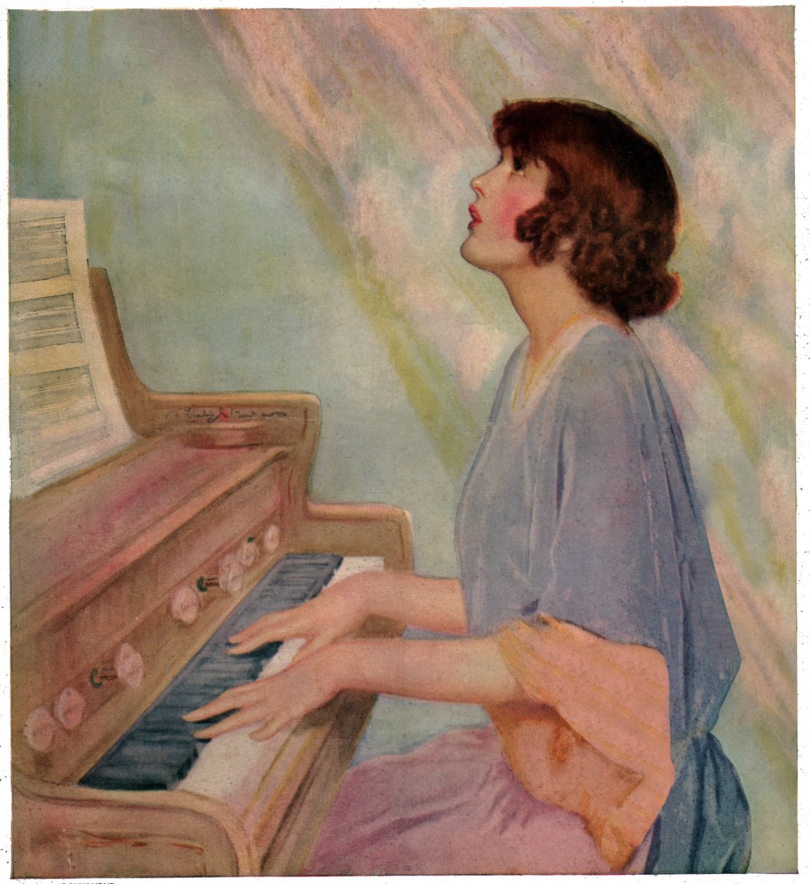 French_School_-_Woman_playing_the_organ_1924_(engraving)_-_(MeisterDrucke-1171070)